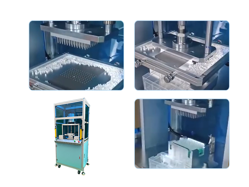 Semi-automatic corkscrew machine for biomedical consumables pipetting tips