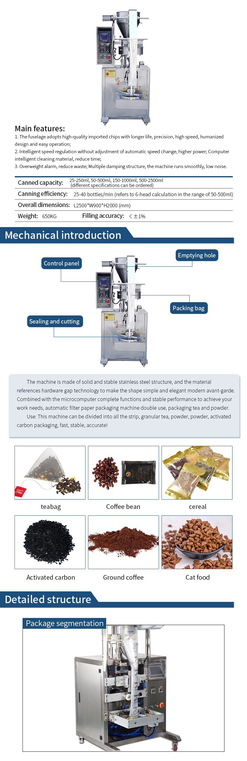 Manufacturer Supplier Semi-Automatic Bottled Granule Quantitative Filling Machine