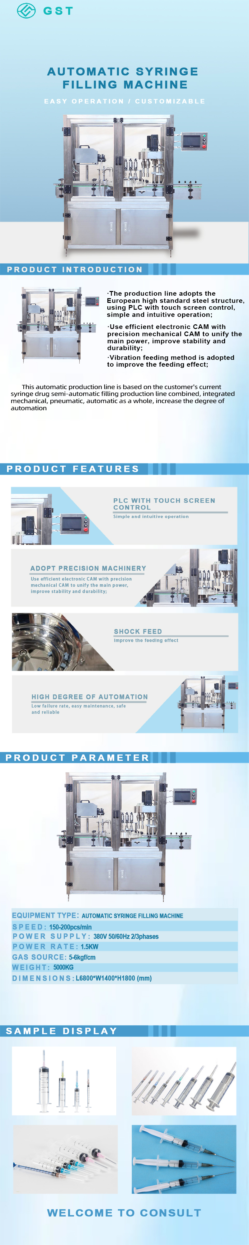 Biological Laboratory Medical Consumables Anti Syringe Automatic Filling Machine