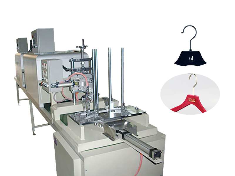 Automatic pad printing and hot stamping machine for hangers | Automatic equipment for hangers with LOGO pad printing and hot stamping