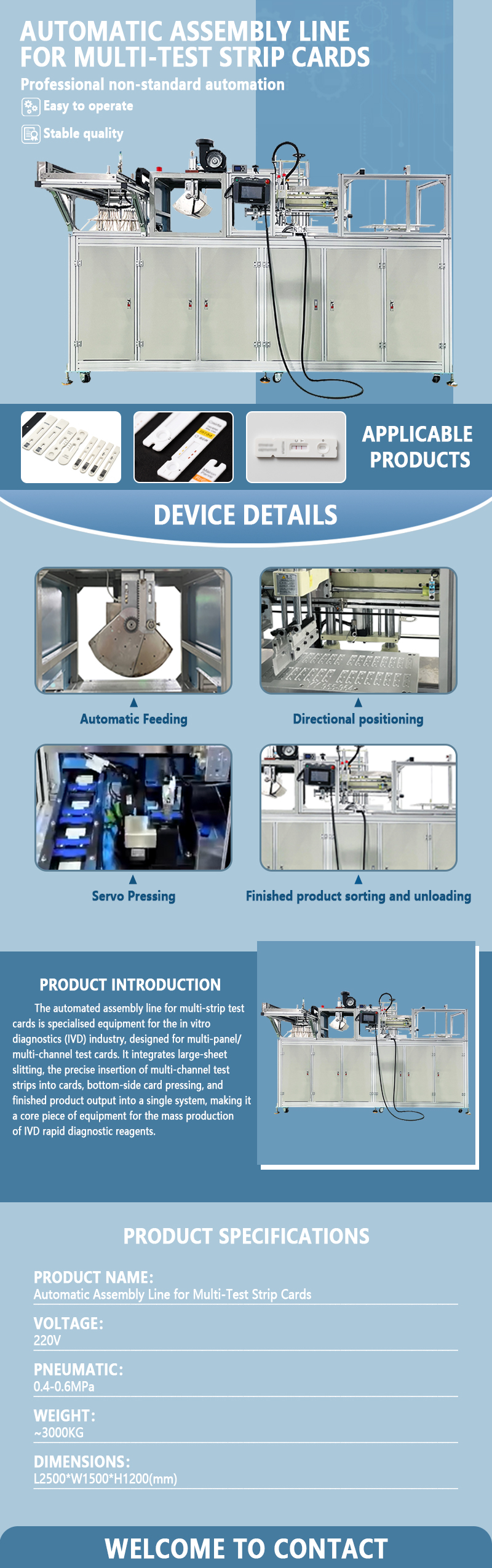 Automated Assembly Line for Multi-Reagent Strip Test Cards | Automated IVD Test Card Assembly Equipment | Automated Production Line for Diagnostic Test Cards