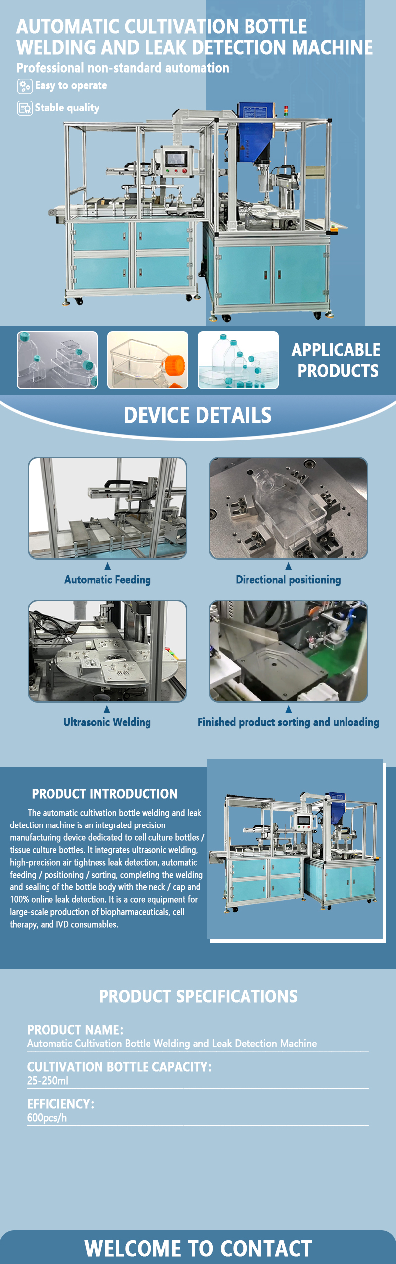 Automatic Ultrasonic Welding and Leak Testing Machine for Culture Flasks | Fully Automatic Ultrasonic Welding and Inspection Equipment for Culture Flasks Automatic Ultrasonic Welding and Leak Testing Machine for Culture Flasks | Fully Automatic Ultrasonic Welding and Inspection Equipment for Culture Flasks