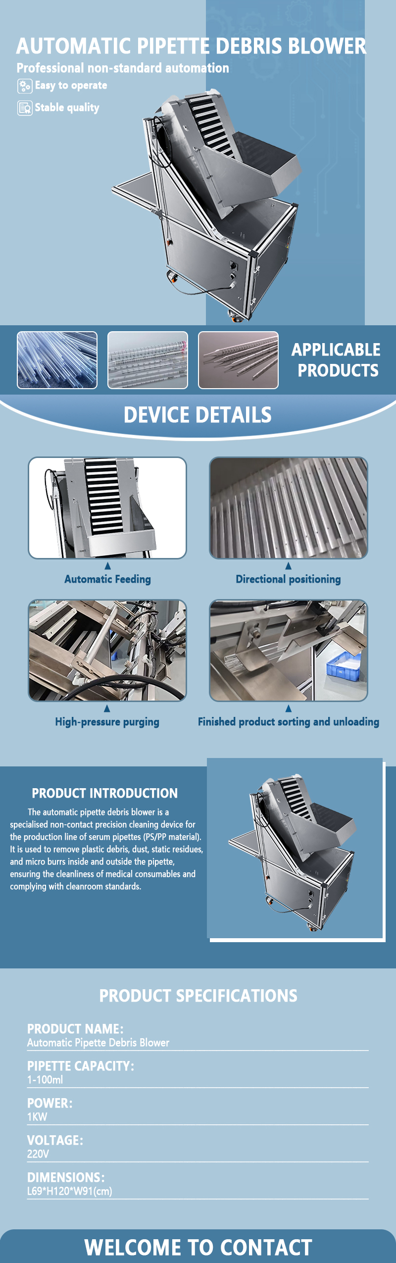 Automatic Pipette Debris-Blowing Machine | Fully Automatic Pipette Debris Removal Equipment | Debris Removal and Air-Purging Equipment for Laboratory Consumables
