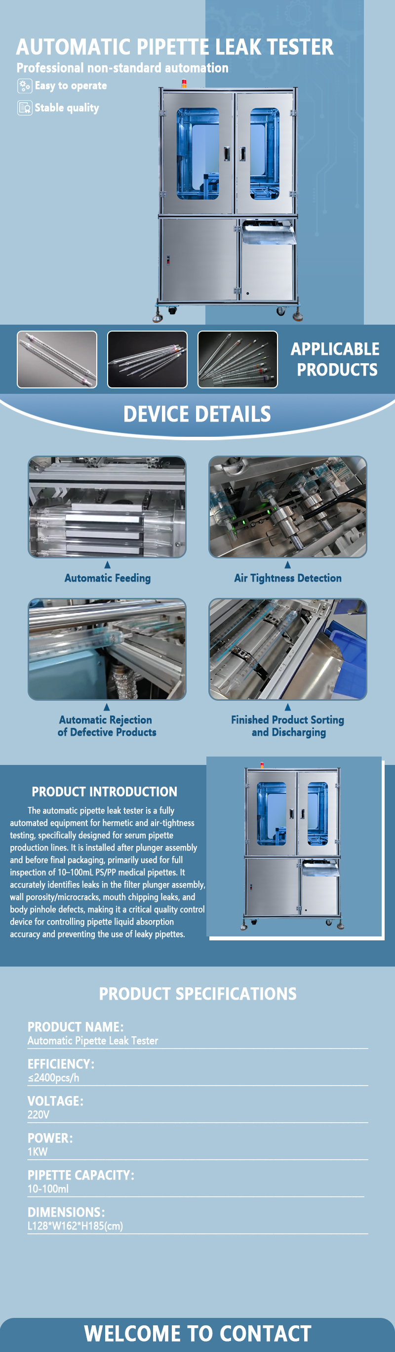 Automatic Pipette Leak Tester | Fully Automatic Pipette Airtightness Testing Equipment | Automated Leak Detection Machine for Laboratory Consumables Automatic Pipette Leak Tester | Fully Automatic Pipette Airtightness Testing Equipment | Automated Leak Detection Machine for Laboratory Consumables