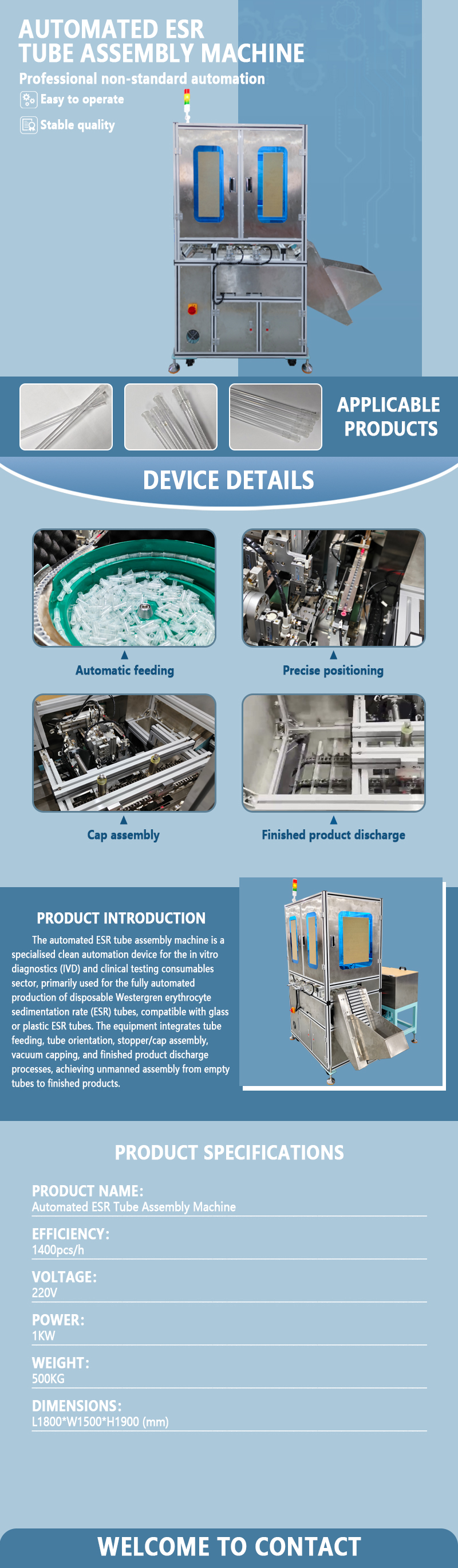 ESR Tube Automatic Assembly Machine | Fully Automatic ESR Blood Collection Tube Assembly Equipment | Automated ESR Tube Production Equipment ESR Tube Automatic Assembly Machine | Fully Automatic ESR Blood Collection Tube Assembly Equipment | Automated ESR Tube Production Equipment