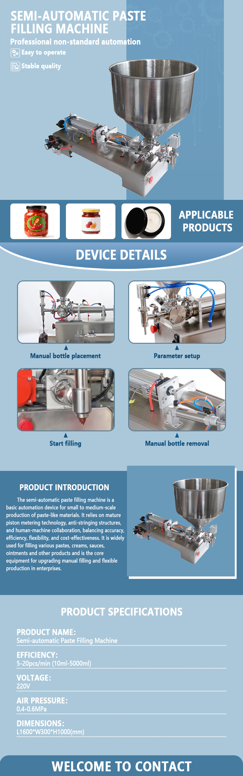 Semi-automatic paste filling machine | High-precision quantitative filling equipment for paste materials | Supports non-standard customization