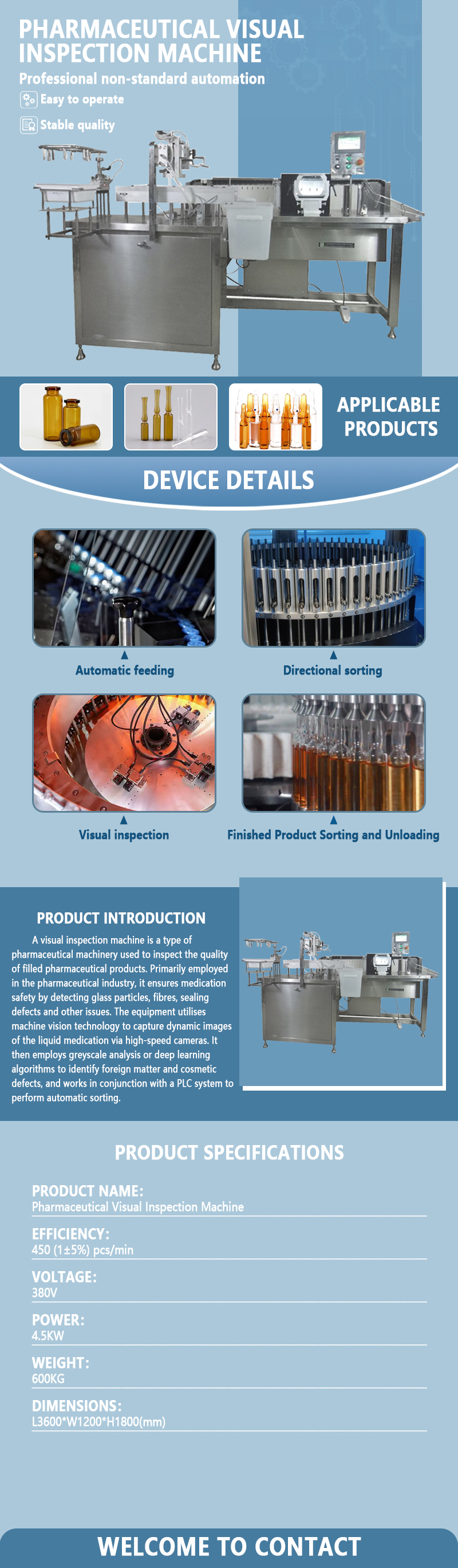 Automatic Pharmaceutical Inspection Machine | Visual Inspection Equipment for Foreign Particles in Liquid Medication | Automatic Inspection Equipment for Vials and Ampoules Automatic Pharmaceutical Inspection Machine | Visual Inspection Equipment for Foreign Particles in Liquid Medication | Automatic Inspection Equipment for Vials and Ampoules